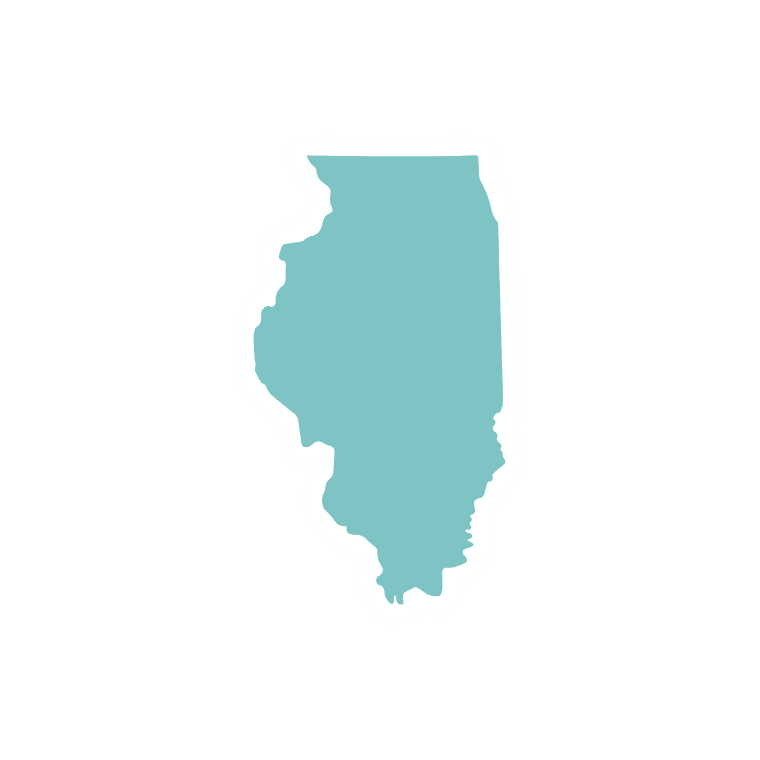 Online therapy services in Illinois – Illinois state outline graphic for trauma therapy and EMDR counseling